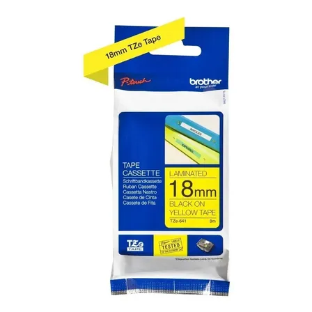 Fita P/ Rotulador Tze-641 18mm Amarela Escrita Preta Brother Preta