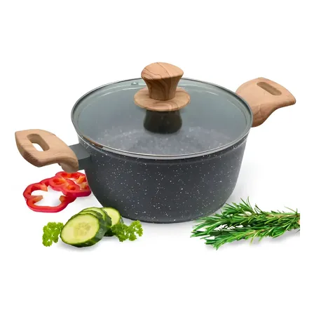 Panela Caçarola Indução C/tampa Vidro 4,2l Cinza- Dolce Home Cor Cinza