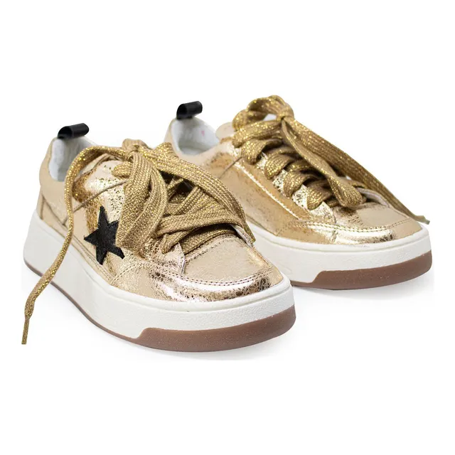 Tenis Lola Relola Trooper Gold Mujer 100% Cuero
