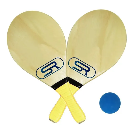 Kit Raquete Frescobol Com Grip E Bola Cor Amarela