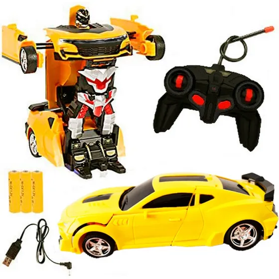 Carro Control Remoto Convierte En Robot Transformers Recarga Color Amarillo