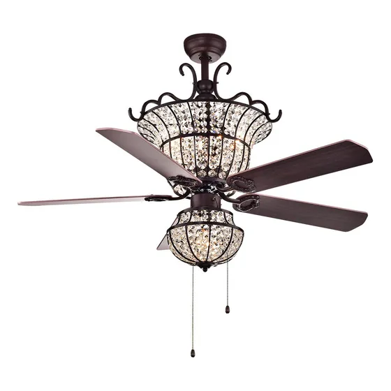Ventilador Techo 4 Luz Cristal 52  Ancho X Largo 25  Alto
