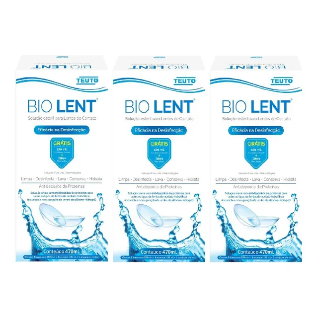 Kit Bio Lent Solução Estéril C/ 3un De 470ml + Estojo