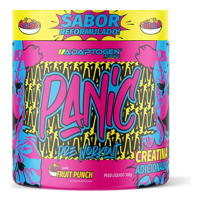 Suplemento Em Pó Adaptogen Science Panic Pré Treino com creatina Pote 300g Sabor Suco De Frutas