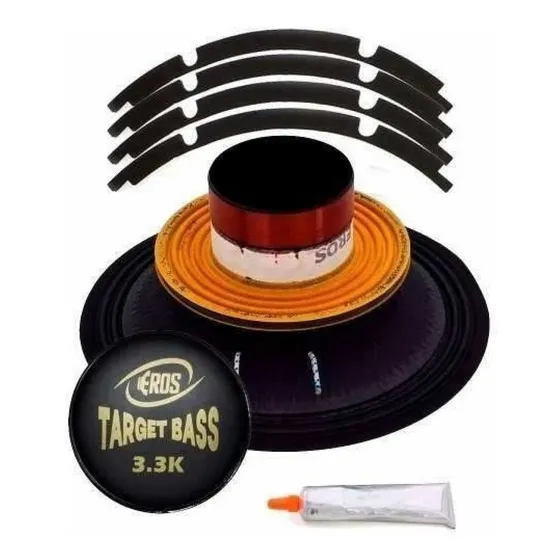 Kit Reparo Alto Falante Eros E15 Target Bass 3.3k 4 Ohms Cor Preto