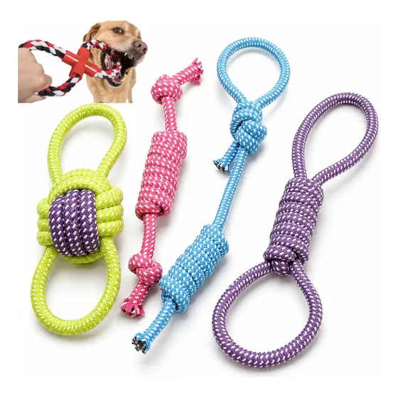 Kit 4 Brinquedo Pet Corda Resistente Interativo Cachorro Forte