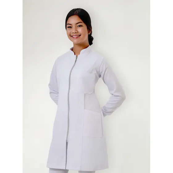 Jaleco Feminino Gabardine Colorido Gola Padre Com Zíper
