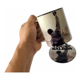 Magnífica Taza De Rocky Balboa Con Porta Vaso Incluido. Magnífica Taza De Rocky Balboa Con Porta Vaso Incluido.