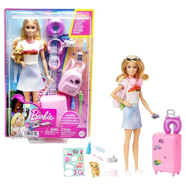 Muneca Barbie Malibu Conjunto De Viaje Con Cachorro