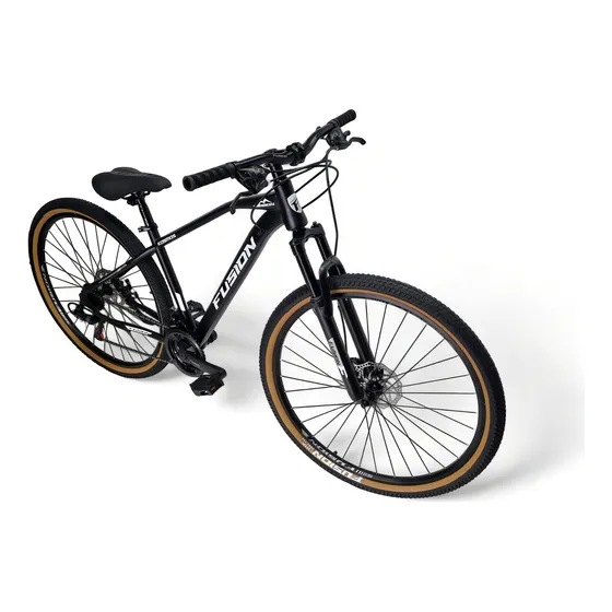 Bicicleta Fusion Kosmos Rin 29 Mtb Montaña 24 Velocidades Suspension Bloqueo Al Hombro, Aro Aluminio Doble Pared, Color Negro Blanco Talla M