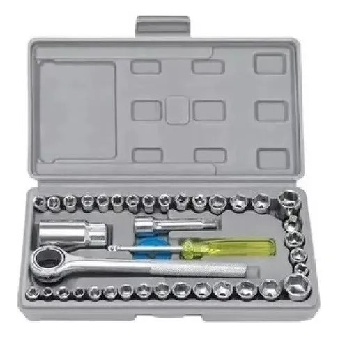 Juego De Dados 40 Piezas Ratchet 1/4 3/8 Métrico Extensión 