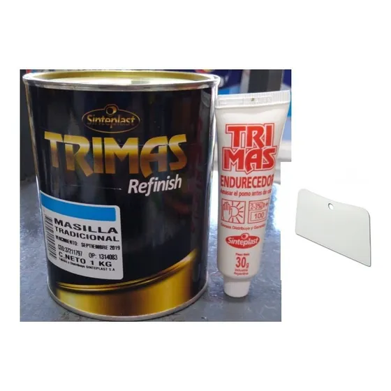 Combo Masilla Plastica Trimas 0,5kg + Endurecedor + Espatula