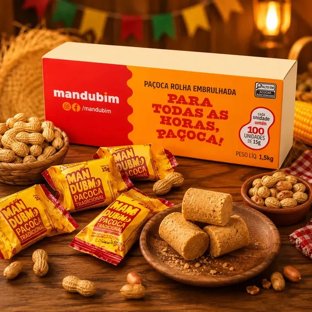 Paçoca Rolha Embrulhada Caixa 100 Unidades