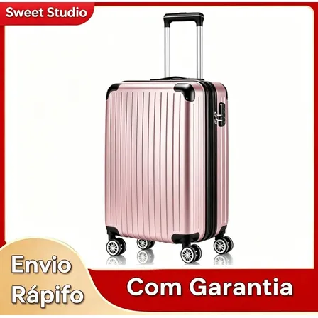 Mala de Bordo Rígida Sweet Studio para Viagem em ABS 47L Rosa
