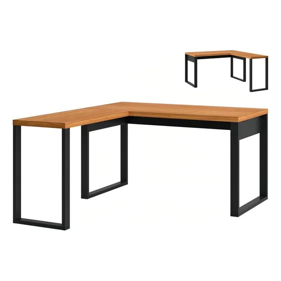 Mesa Escrivaninha Industrial 100% Mdf Freijó/preto Fosco