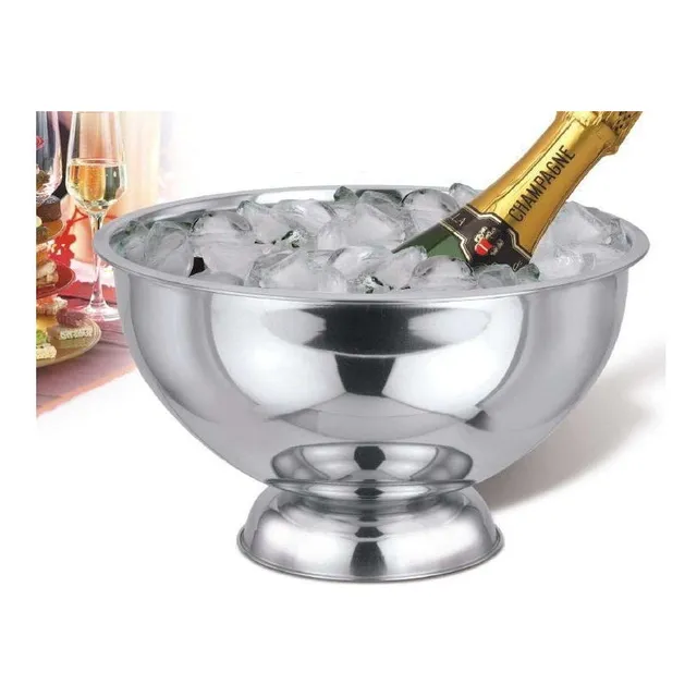 Champañera Bowl /base Acero Inox 35 Cms Champagne Color Plateado