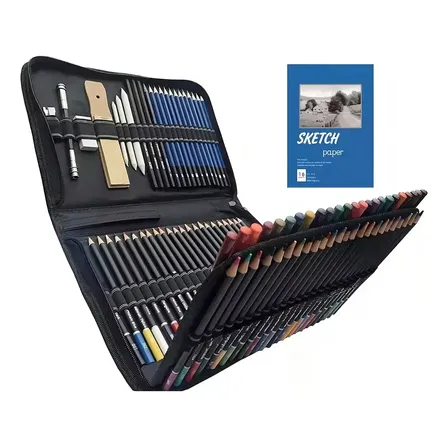 Kit Profissional De Desenho Com Lápis De Cor E Carvão Bysl, 96 Peças