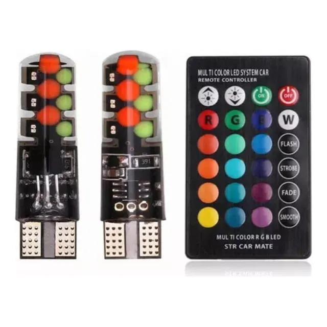 Kit Led Posicion T10 Rgb Colores Control Auto 12v