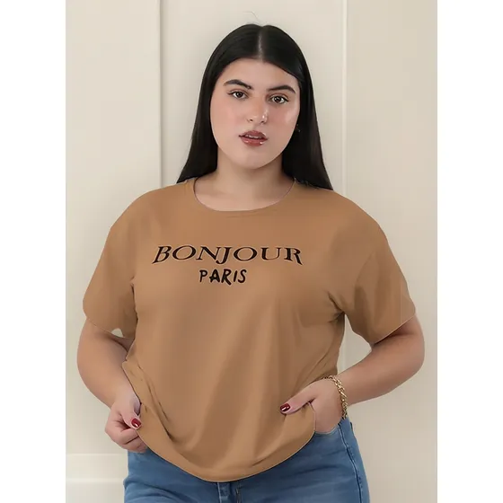 Remera Onyx Estampada Viscosa Lycra Paris Mujer Talle Grande