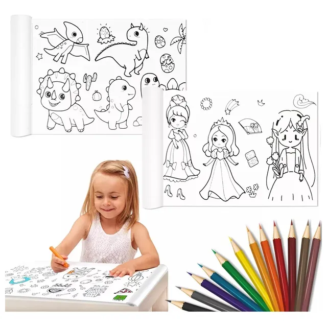 Rollo Papel Adhesivo Dibujos Pintar Colorear Niños 3 Metros
