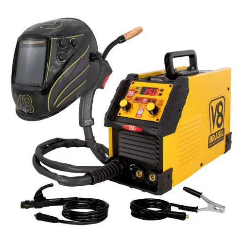 Máquina Multi Mig 150i S/ Gás 220V + Máscara 8k V8 Brasil Cor Amarelo Frequência 50 60hz 220v
