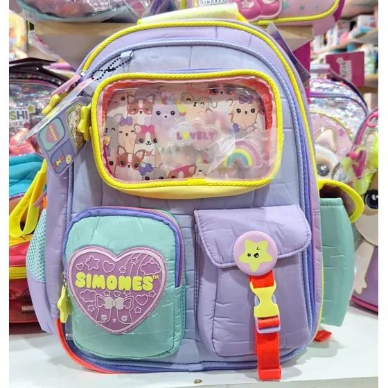 Mochila Espalda Simones Escolar 16p Color Violeta Diseño De La Tela Si830