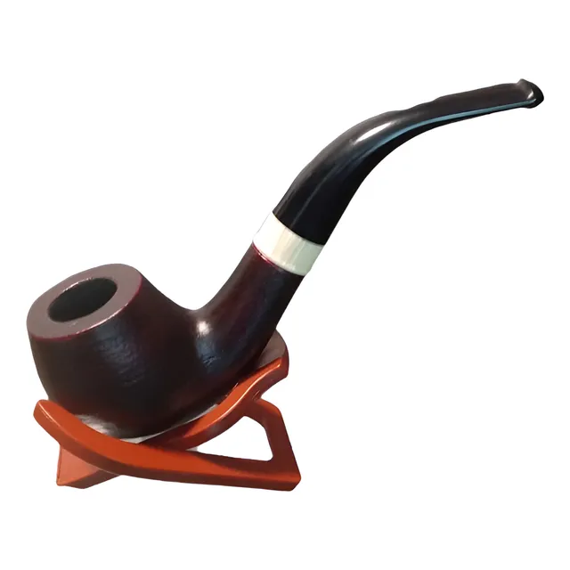 Pipa Tabaco De Madera Curvada Mas Soporte
