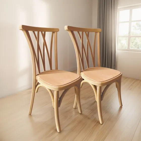 Duo Silla Romana Madera Crudo Chivari Restaurante Eventos