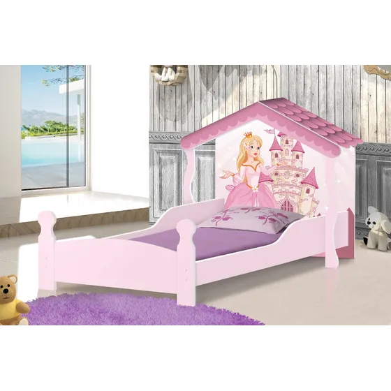 Cama Casa Princesa - 1 Plaza Estilo Montessori - Infantil Color Rosa
