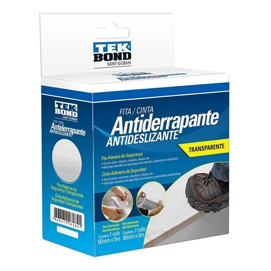 Fita adesiva antiderrapante transparente 50mmx5m Tekbond