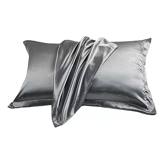 Funda Almohada Satin Tipo Seda Set X2 Unidades 76cm * 50cm Color Gris