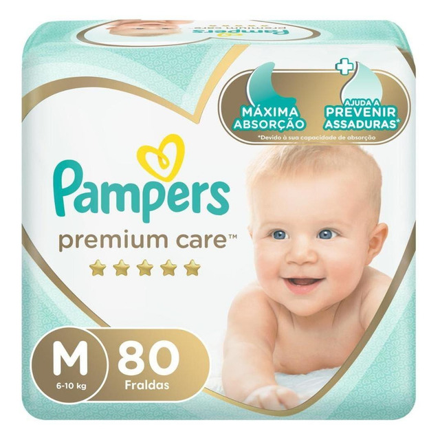 Fraldas Descartáveis Infantis Premium Care Com 80 Unidades Tamanho M Pampers Fraldas Descartáveis Infantis Premium Care Com 80 Unidades Tamanho M Pampers