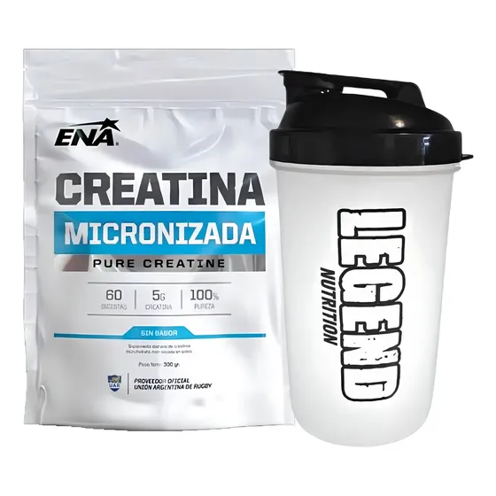 Suplemento En Polvo Ena Sport Creatina Micronizada 100% Pura Doypack De 300g Vaso Legend 600ml