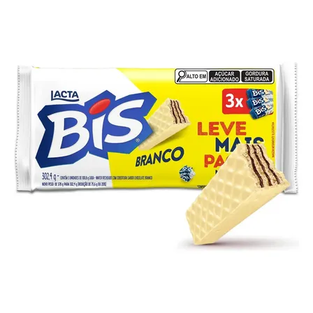 Chocolate Bis Branco Laka - Kit Com 3 Unidades De 100,8g