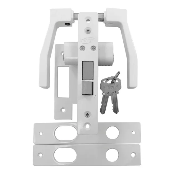 Cerradura Chapa Manija Puerta Perfil Aluminio Dexter Blanco