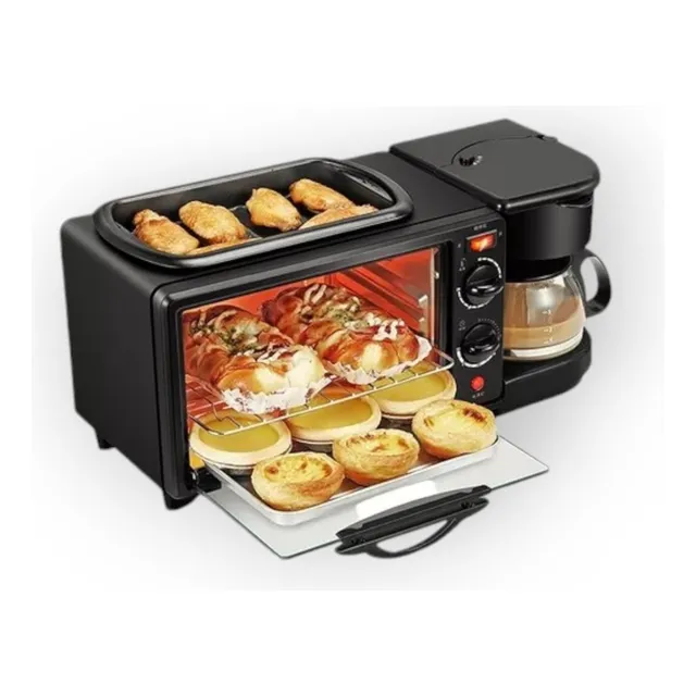 Máquina Para Hacer Desayuno 3 En 1 Horno Cafetera Sarten