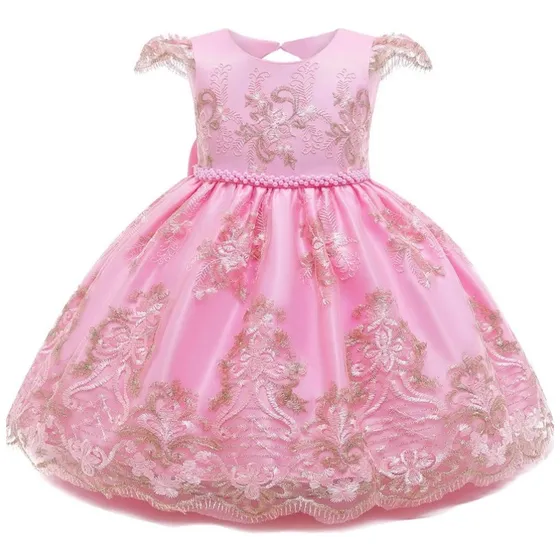 Vestido Para Niña Fiesta Bautizo Casual Palo De Rosa Rosado