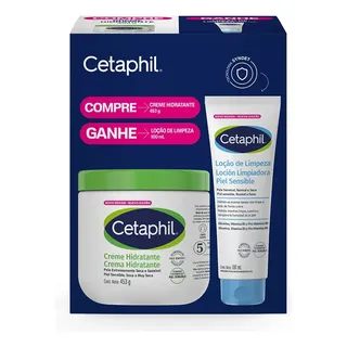 Cetaphil Kit Loção de limpeza 100ml e Creme Hidratante 453g Pele seca e Sensível