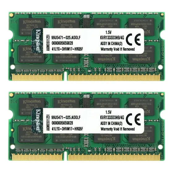 Memória Notebook Kingston 8gb (2x4gb) Ddr3 1333mhz Kvr1333d3