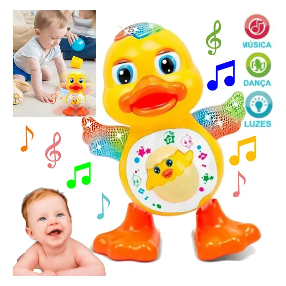 Patinho Dançante Musical Infantil Som E Luz Duck Mexe Olho Cor Amarelo