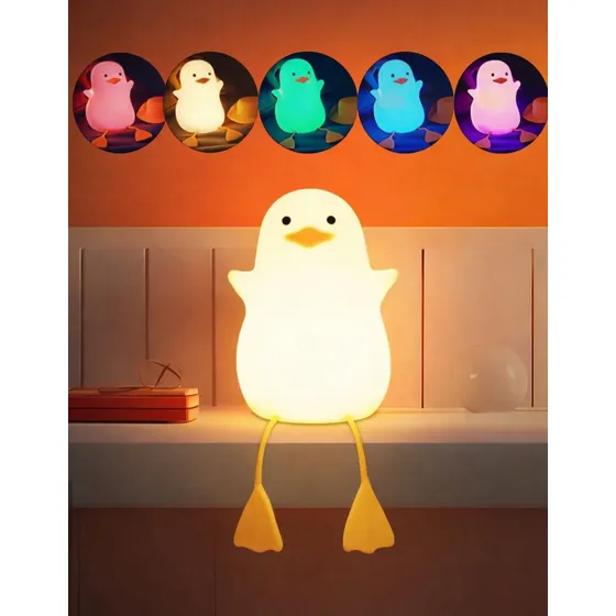 Luminária Pato Led Cores Recarregável Touch Abajur Infantil