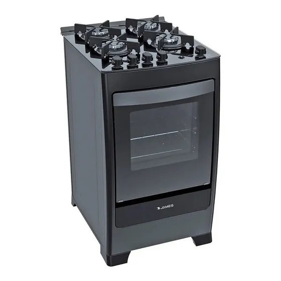 Cocina A Gas James 4 Hornallas Mesasda Vidrio C 700 V Negra