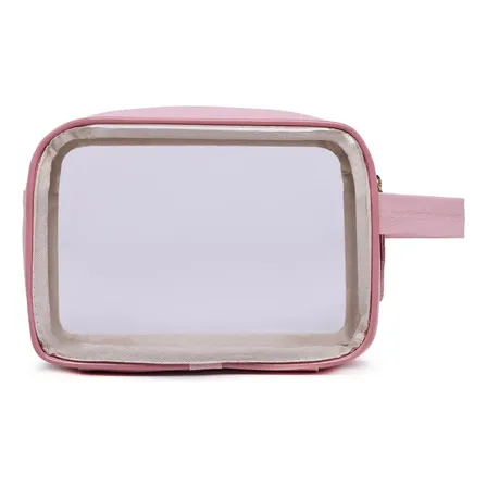 Nécessaire Bolsa P Organizadora Viagem Transparente Prática Rosa