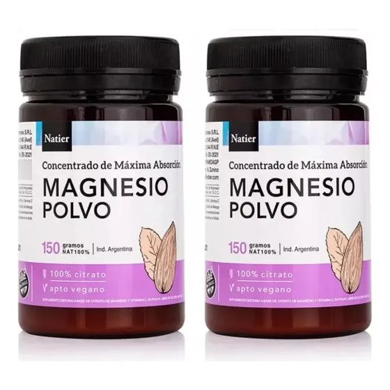 Pack 2 Citrato Magnesio Polvo Máxima Absorción Natier 150g