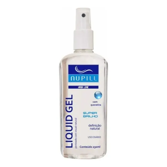 Spray Gel Líquido Fixador Super Brilho Cachos Nupill 230ml