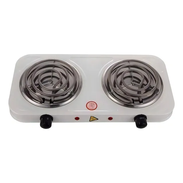 Placa de cocina con alimentación eléctrica - Hot Plate JX-2020B color blanco - 2 hornallas