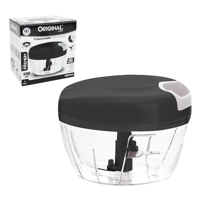 Processador E Triturador De Alimento Manual Com 3 Lâminas Cor Preto Processador E Triturador De Alimento Manual Com 3 Lâminas Cor Preto