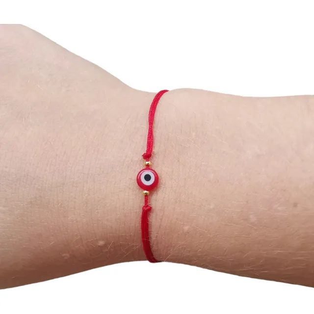 20 Pulseras Ajustables De Ojo Turco Rojo