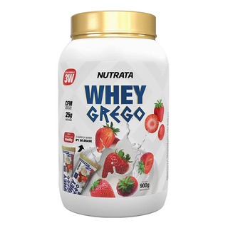 Whey Grego 3w Nova Fórmula 900g - Nutrata Sabor Morango Com Chantilly Whey Grego 3w Nova Fórmula 900g - Nutrata Sabor Morango Com Chantilly