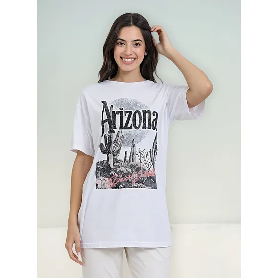 Remera Oversize Algodón Estampado Unisex Nylon Arizona